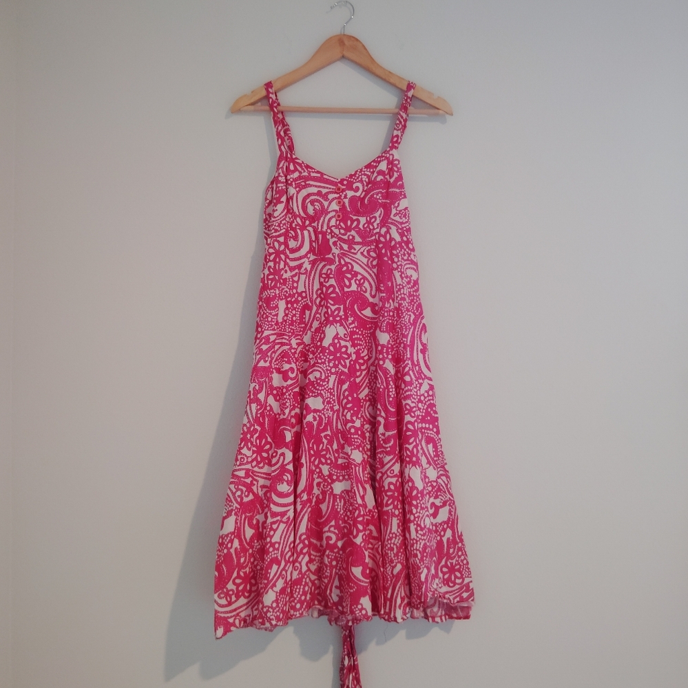 Vansa Pink and White Patterned Sundress